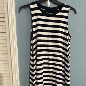 Striped Black and White Sleeveless Dress